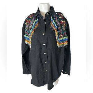 Vintage Southwest Canyon Beaded Western Bolo Shirt